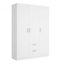 Armario 3 puertas 2 cajones Maxi 215 cm de altura, blanco, barra de colgar, 5 estantes, muy barato. Mobelcenter