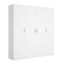 Armario 4 Puertas Maxi Blanco 215 cm de alto, estante y barra de colgar, 3 estantes en cada lado, barato, Mobelcenter