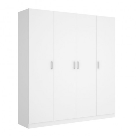 Armario 4 Puertas Maxi Blanco 215 cm de alto, estante y barra de colgar, 3 estantes en cada lado, barato, Mobelcenter