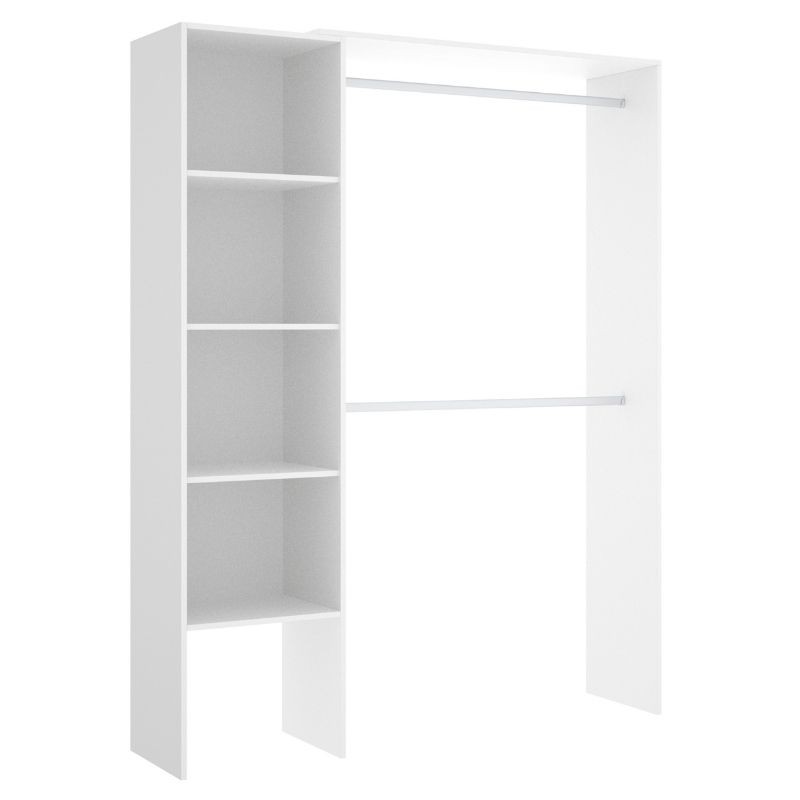 Armario Vestior Suit Blanco reversible y adaptable. 4 estantes y 2 barras de colgar. Medidas 140-110 cm, barato. Mobelcenter