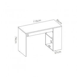 Medidas Mesa Escritorio Teo Natural y Blanco, mesa oficina reversible, 1 cajón, 1 estantería y 2 huecos, barata, Mobelcenter