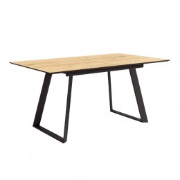 Mesa de comedor extensible Timor acabado color Roble patas negras, diseño nórdico e industrial, mesa barata. Mobelcenter