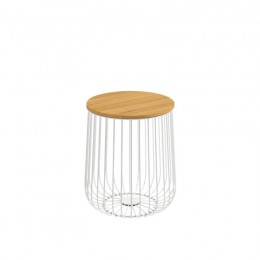 Mesa auxiliar Índico sobre color Madera estructura Blanca. 35 cm de ancho y 35 cm de largo. Mesa barata, Mobelcenter