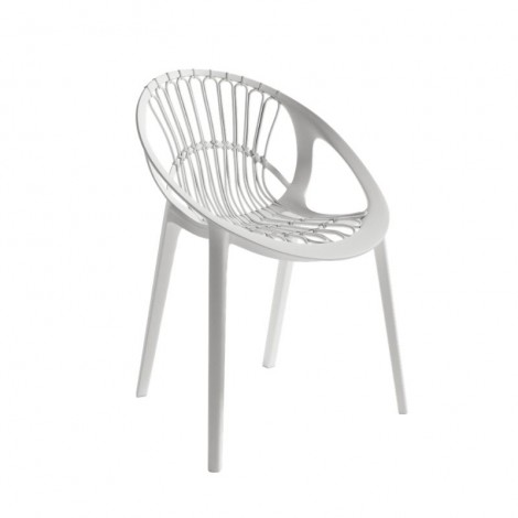 Silla exterior apilable Ibiza color blanco, ergonómica y cómoda, interior y exterior. Mobelcenter