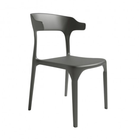Silla exterior apilable Pisa color grafito, ergonómica y cómoda, interior y exterior. Mobelcenter