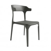 Silla exterior apilable Pisa color grafito, ergonómica y cómoda, interior y exterior. Mobelcenter