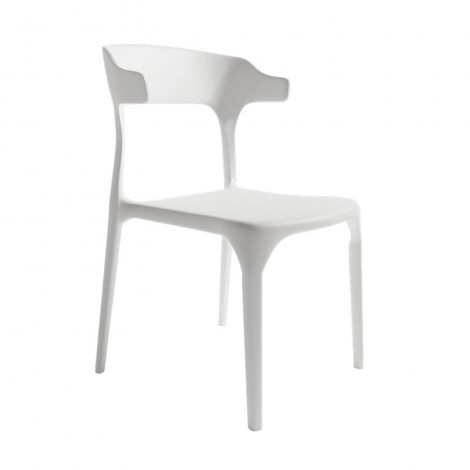 Silla exterior apilable Pisa color blanco, ergonómica y cómoda, interior y exterior. Mobelcenter