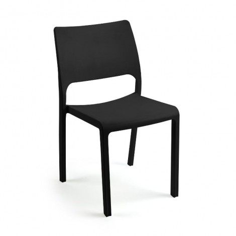 Silla fija apilable Breva color antracita, ergonómica y cómoda, interior y exterior. Mobelcenter