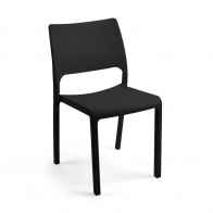 Silla fija apilable Breva color antracita, ergonómica y cómoda, interior y exterior. Mobelcenter