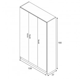 Armario Multiusos Sillano, Porta escobas multifuncional, Armario con 3  puertas, 116x35h190 cm, Blanco