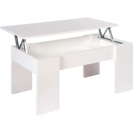 Mesa de centro elevable Gala color blanco con hueco interior para guardar cosas. Mobelcenter.