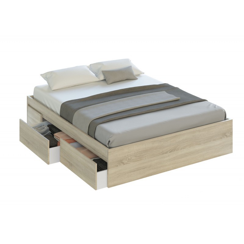 Mueble Estructura Cama 4 cajones Roble 