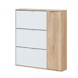 Zapatero Class 4 puertas color blanco y roble canadian. Capacidad 30 pares de zapatos. Mobelcenter