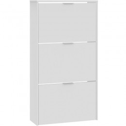 Zapatero 3 puertas abatibles para 18 pares de zapatos en blanco brillo. Mobelcenter