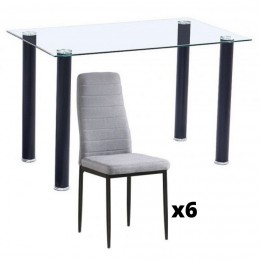 Conjunto Mesa Cristal y 6 sillas Yuri