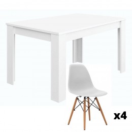 Conjunto Mesa Kendra Blanca y 4 sillas Tower Mobelcenter