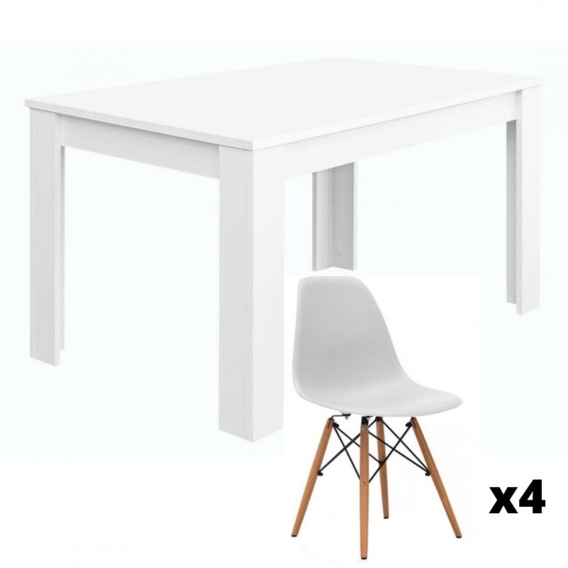 Conjunto Mesa Kendra Blanca y 4 sillas Tower Mobelcenter