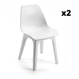 Silla fija Eolo color blanca, ergonómica y cómoda, interior y exterior. Pack 2 unidades Mobelcenter