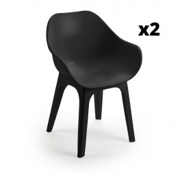 Silla fija Gibli color negra, ergonómica y cómoda, interior y exterior. Pack 2 unidades Mobelcenter