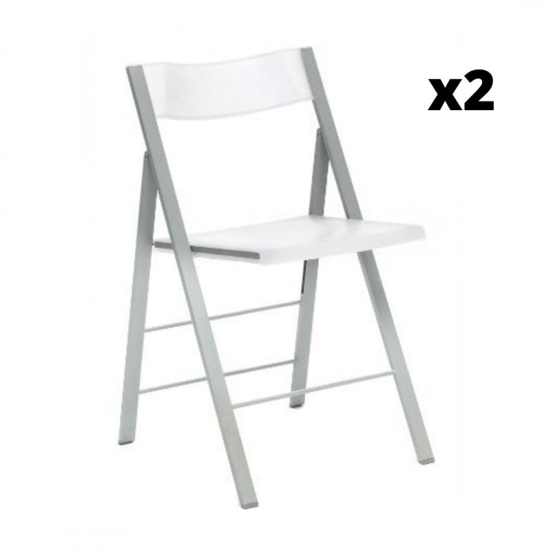 Pack 2 Sillas plegables Pisa color blanco diseño ultrafino ergonómica, cómoda y barata. Mobelcenter