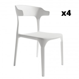 Pack 4 Sillas exterior apilable Pisa color blanco, ergonómica y cómoda, interior y exterior. Mobelcenter