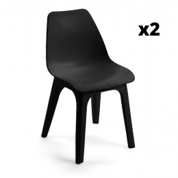 Silla fija Eolo color negra, ergonómica y cómoda, interior y exterior. Pack 2 unidades Mobelcenter