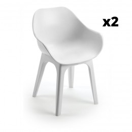 Silla fija Gibli color blanca, ergonómica y cómoda, interior y exterior. Pack 2 unidades Mobelcenter