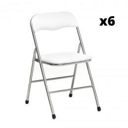 Pack 6 Sillas plegables Ibiza color blanca diseño ergonómica, cómoda y barata, respaldo y asiento acolchados. Mobelcenter