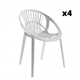 Pack 4 Sillas exterior apilable Ibiza color blanco, ergonómica y cómoda, interior y exterior. Mobelcenter