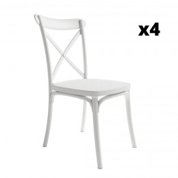 Pack 4 Sillas exterior apilable Roma color blanco, ergonómica y cómoda, interior y exterior. Mobelcenter