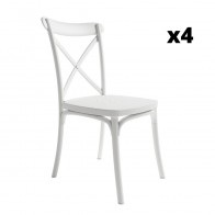Pack 4 Sillas exterior apilable Roma color blanco, ergonómica y cómoda, interior y exterior. Mobelcenter