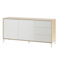 Aparador Brooklyn Blanco y Roble Canadian 2 puertas y 3 cajones