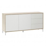 Aparador Brooklyn Blanco y Roble Canadian 2 puertas y 3 cajones