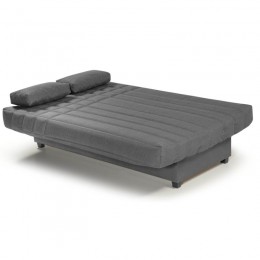 Sofá cama Romeo abierto acabado tela gold color gris con 2 cojines y arcón.