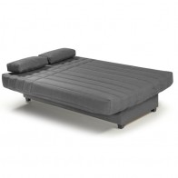 Sofá cama Romeo abierto acabado tela gold color gris con 2 cojines y arcón.