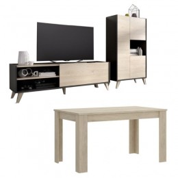 Mobelcenter - Mueble Salón Logan 004 - Blanco y Cambrian - 295 x 39,8 x  170,5 cm (0563) : : Hogar y cocina