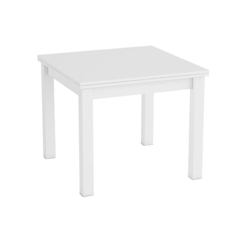 Mesa comedor cuadrada 90x90 extensible Blanca, mesa robusta, barata, de melamina. Mobelcenter