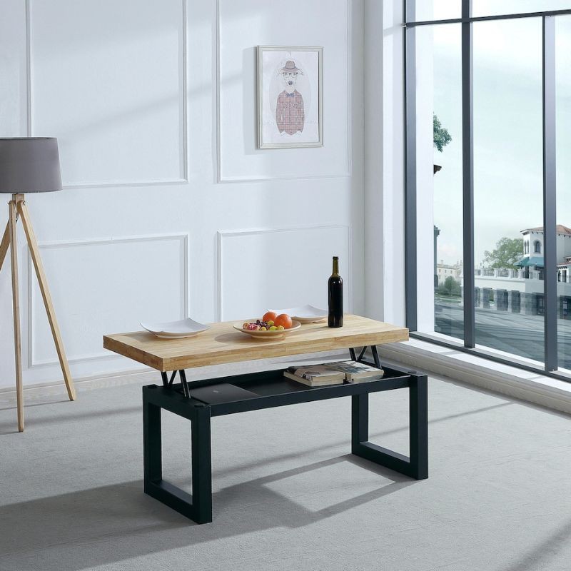 Mesa Centro Loft elevable Roble Nordish y Negro 