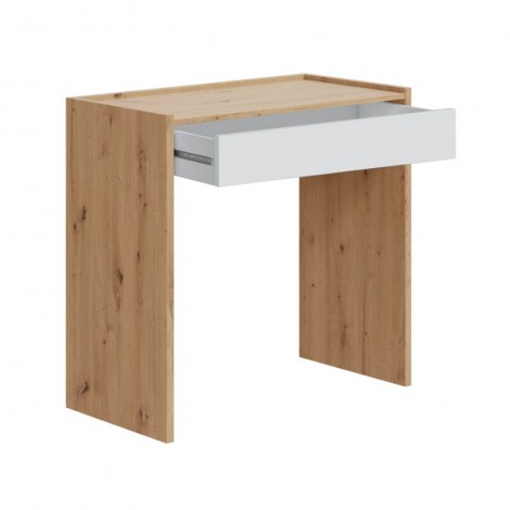 Mesa escritorio Noa con cajón acabado en color Roble Nodi y Blanco Artik