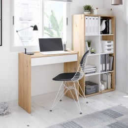 Estantería Cubos Noa en color Roble Nodi y Blanco Artik con 8 huecos y posición vertical y escritorio Noa