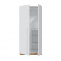 Armario Juvenil Noa con 2 puertas, barra de colgar y 3 estantes color Roble Nodi y Blanco Artik