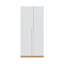 Armario Juvenil Noa con 2 puertas, barra de colgar y 3 estantes color Roble Nodi y Blanco Artik