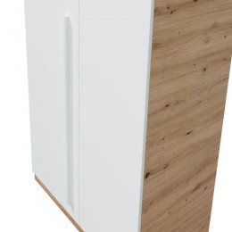 Armario Juvenil Noa con 2 puertas, barra de colgar y 3 estantes color Roble Nodi y Blanco Artik