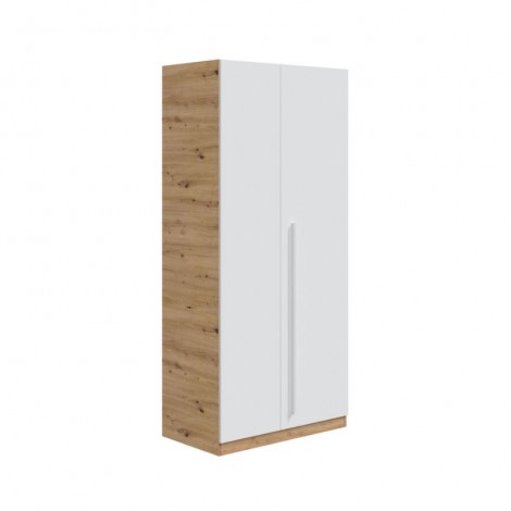 Armario Juvenil Noa con 2 puertas abatibles en roble nodi y blanco artik