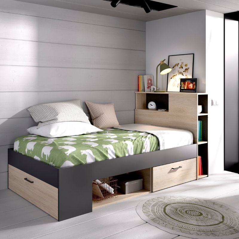 Cama Juvenil Lanka con Cajones y Estantería Mobelcenter