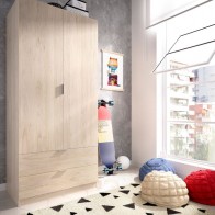 Armario 2 puertas 2 cajones acabado color natural decoración