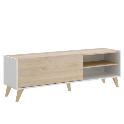 Mueble de televisión ness 1 puerta 2 huecos natural y blanco