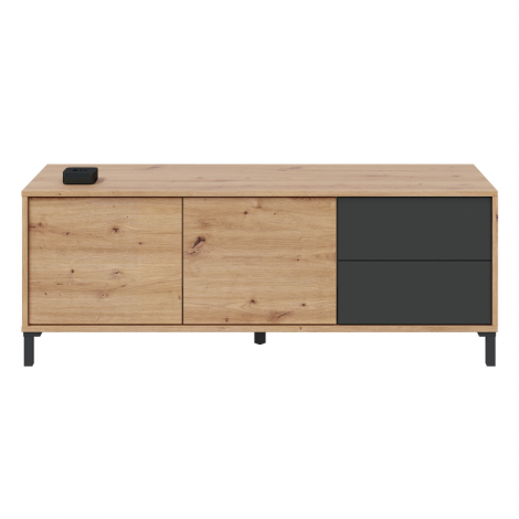 Mueble Televisión Brooklyn Roble Nodi Gris Antracita con dos puertas y dos cajones