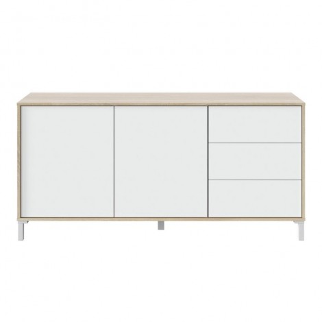 Aparador Brooklyn color Roble Canadian y Blanco 2 puertas 3 cajones