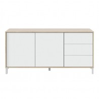 Aparador Brooklyn color Roble Canadian y Blanco 2 puertas 3 cajones
